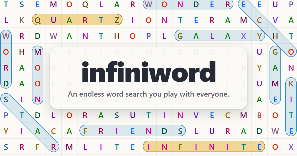 Show HN: InfiniWord – infinite multiplayer word search